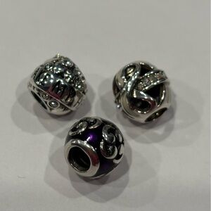 Pandora Silver and Purple Charm Beads
